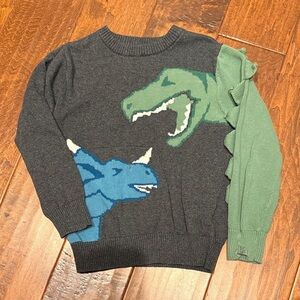 Gray Sweater with Dinosaur Design